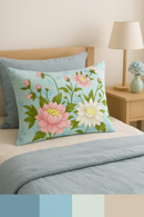 housse de coussin arc-en-ciel fleurs rouges et roses