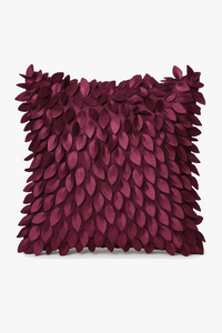 housse de coussin brodée en forme de feuille 3D décorative