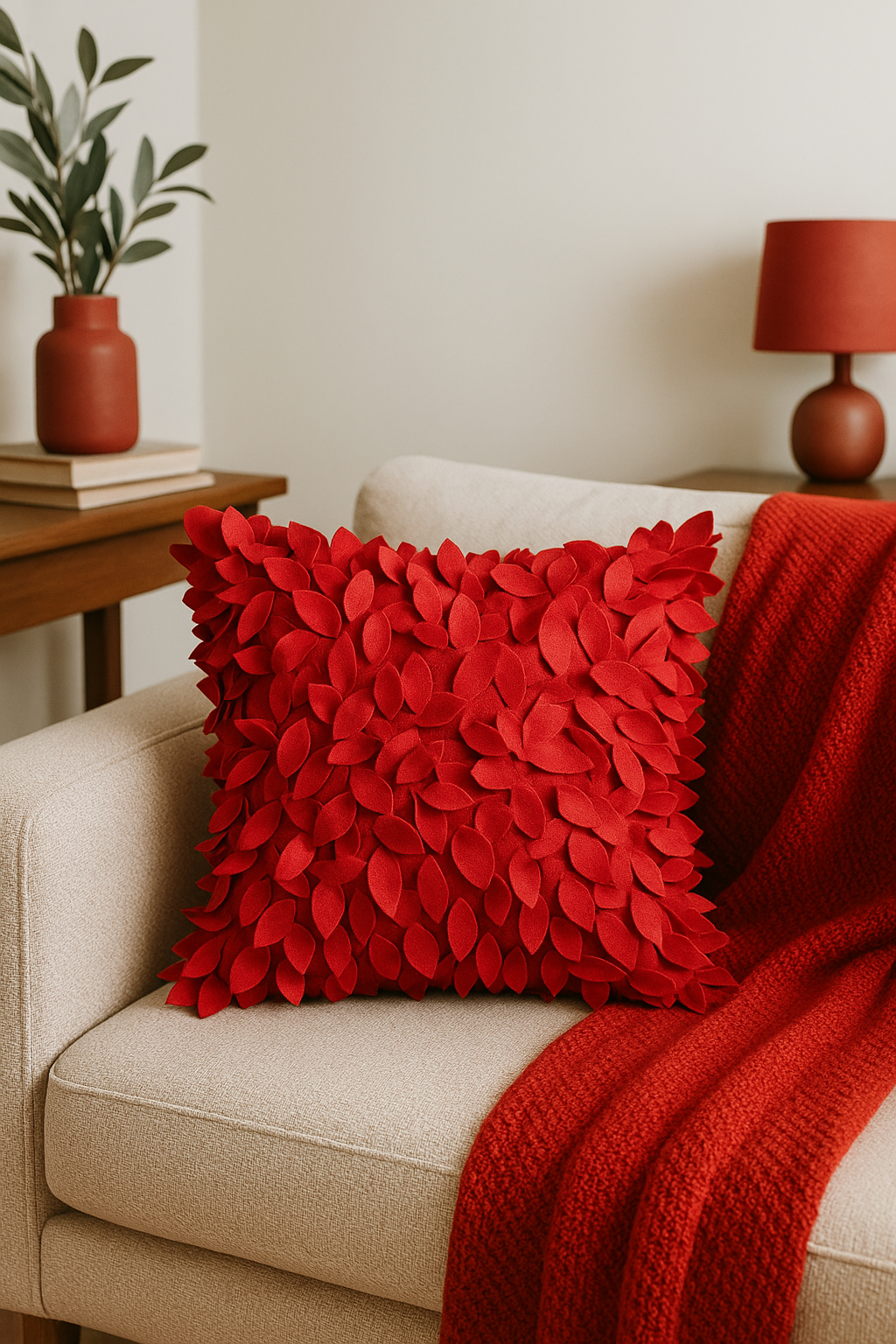 housse de coussin brodée 3d en forme de feuille décorative - vue 2 sur 2