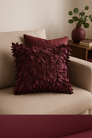 housse de coussin brodée en forme de feuille 3D décorative