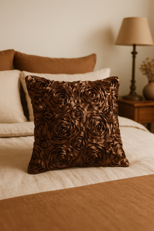 housse de coussin brodée rose 3D pour décoration intérieure - vue 2 sur 2