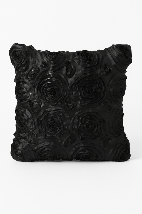 housse de coussin brodée roses en 3D pour déco intérieure