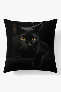 housse de coussin carrée imprimée chat noir décoratif