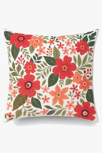 housse de coussin carré à fleurs aquarelle 45x45 cm