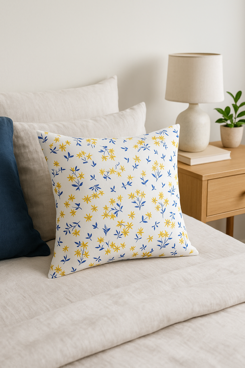 housse de coussin carrée à fleurs aquarelle 45 cm x 45 cm - vue 2 sur 2
