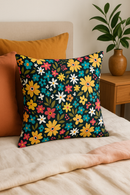 housse de coussin carrée à fleurs aquarelle 45x45 cm