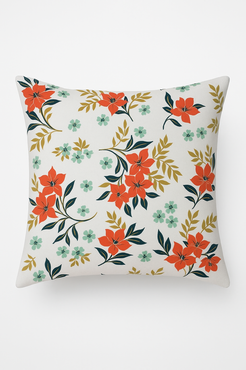 housse de coussin carrée à fleurs aquarelle 45x45 cm