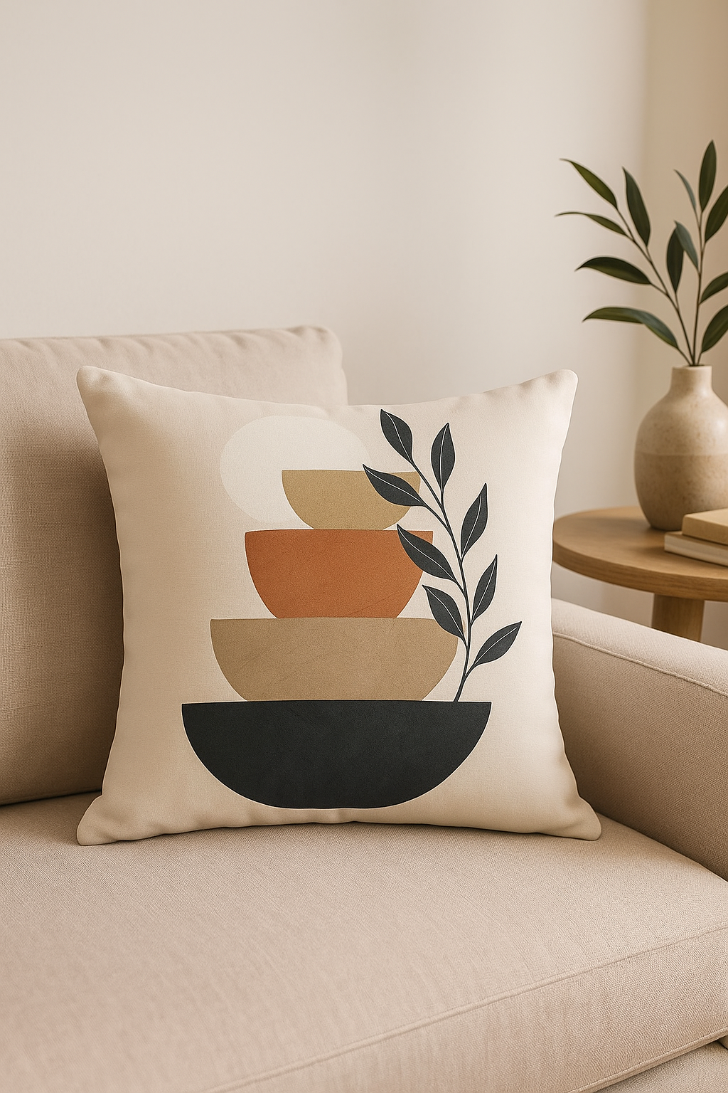 housse de coussin carrée art plant 45 cm design abstrait - vue 2 sur 2