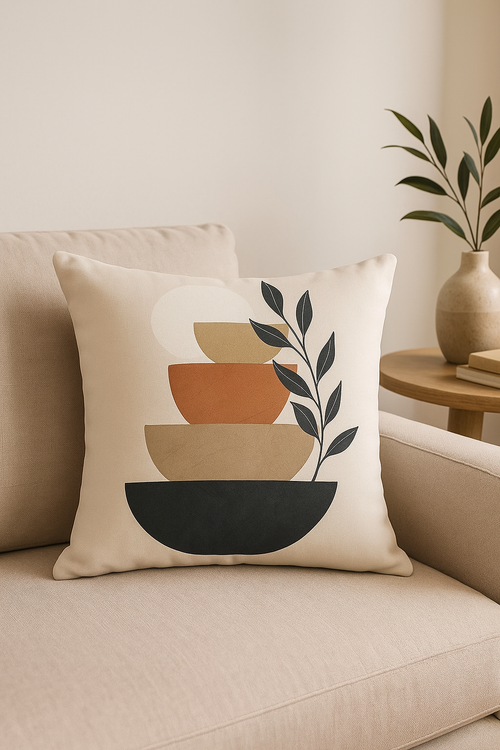 housse de coussin carrée art plant 45 cm design abstrait - vue 2 sur 2