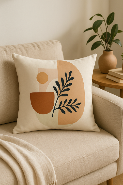 housse de coussin carrée art plant 45x45 cm abstrait pour canapé - vue 2 sur 2