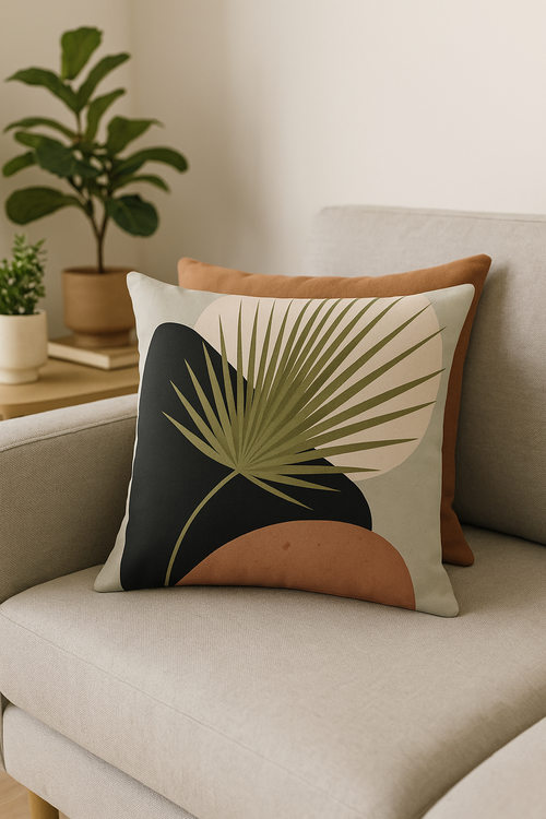 housse de coussin carrée art plant abstraite 45 cm - vue 2 sur 2