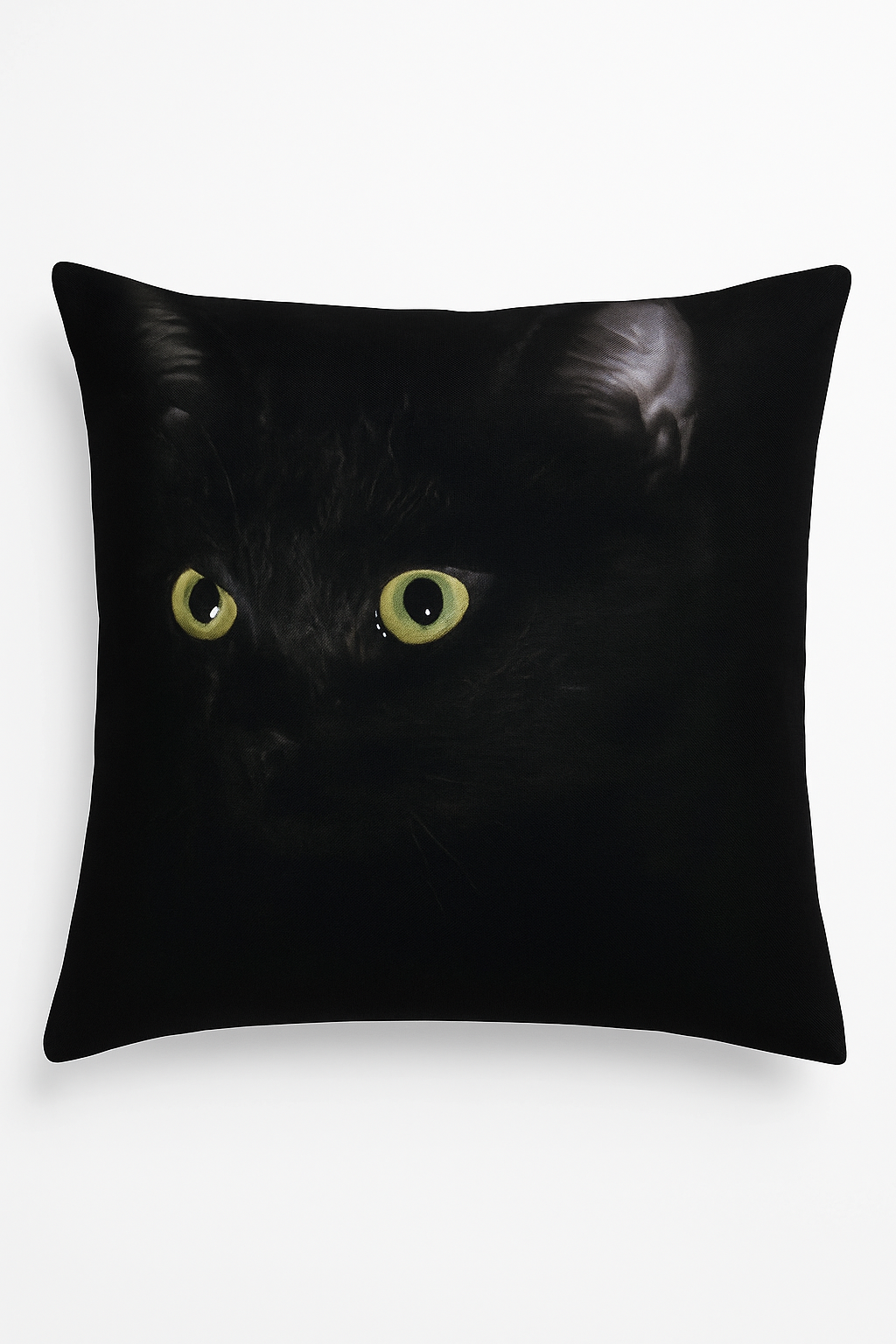 housse de coussin carrée chat noir pour déco intérieure