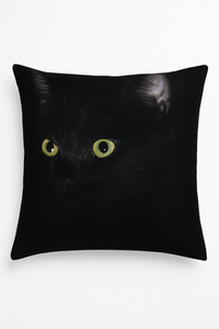housse de coussin carrée chat noir pour déco intérieure