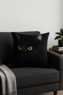 housse de coussin carrée chat noir pour déco intérieure