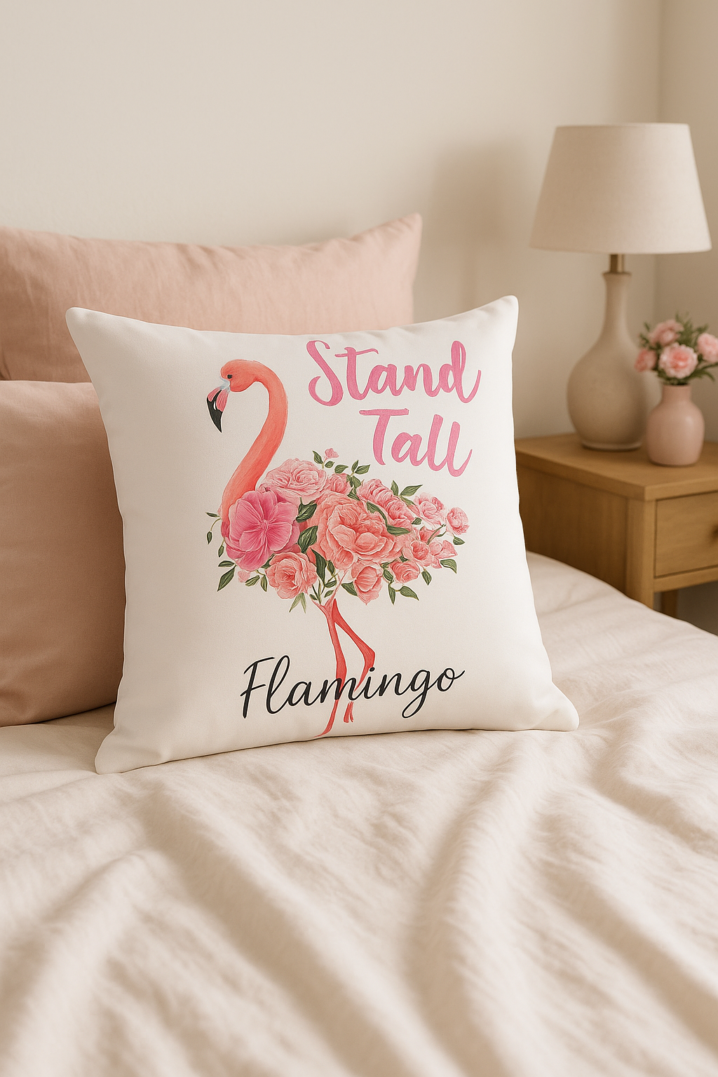 housse de coussin carrée flamant rose tropical 45 cm - vue 2 sur 2