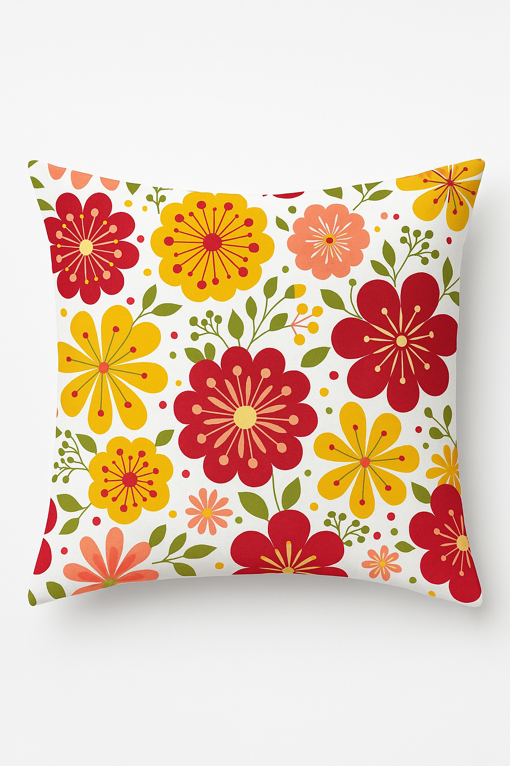 housse de coussin carrée fleurs aquarelle 45x45 cm