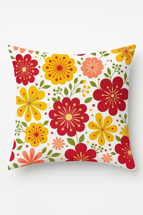 housse de coussin carrée fleurs aquarelle 45x45 cm