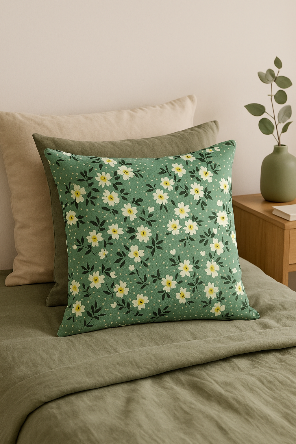 housse de coussin carrée fleurs aquarelle 45x45 cm décoratif - vue 2 sur 2