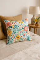 housse de coussin carrée fleurs aquarelle 45x45 cm décorative