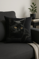 housse de coussin carrée imprimée chat noir décoratif