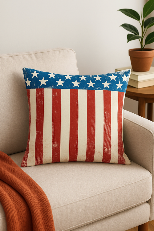 housse de coussin carrée imprimée love usa pour décoration intérieure - vue 2 sur 2