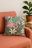 housse de coussin carrée motif flamant rose décoratif élégant