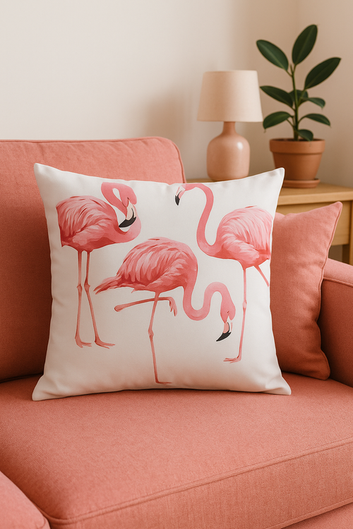 housse de coussin carrée motif flamant rose décoratif élégant pour intérieur - vue 2 sur 2