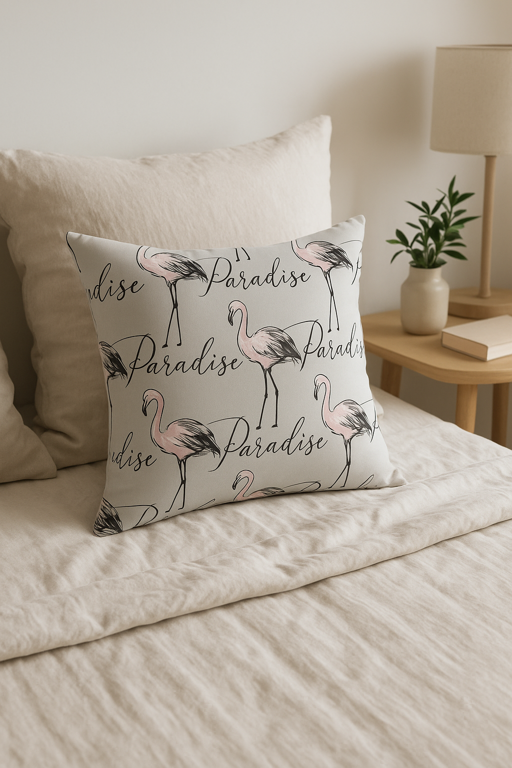 housse de coussin carrée motif flamant rose décoratif pour intérieur - vue 2 sur 2