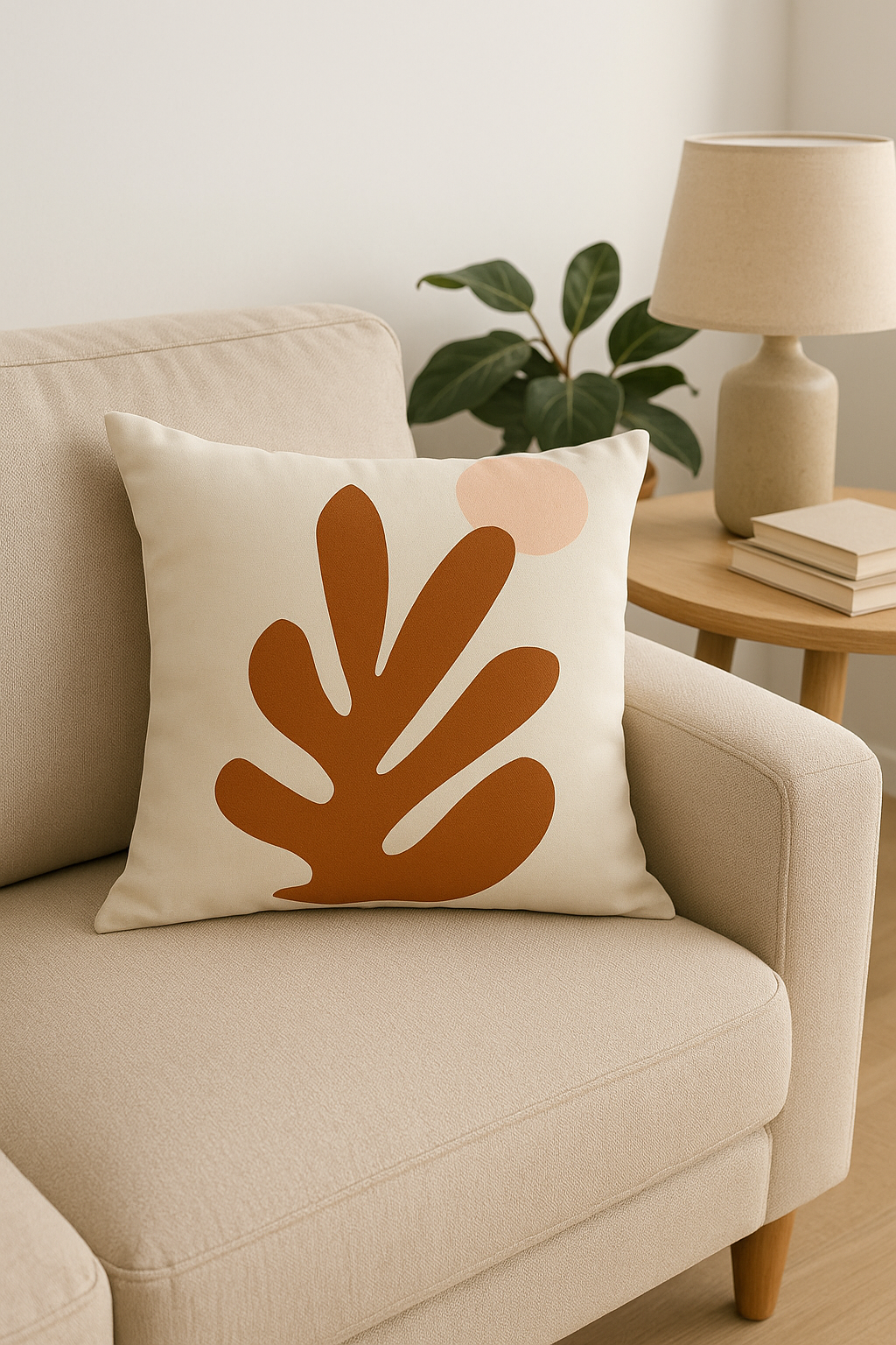 housse de coussin carrée motif géométrique marron élégant - vue 2 sur 2
