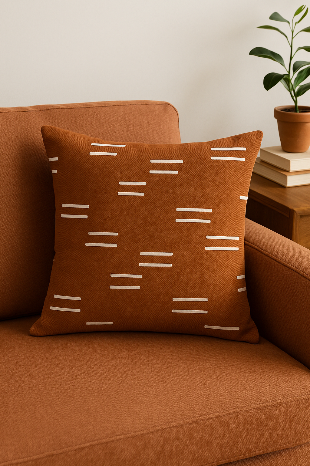 housse de coussin carrée motif géométrique marron élégant - vue 2 sur 2