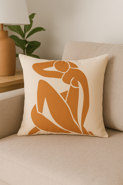 housse de coussin carrée motif géométrique marron élégant - vue 2 sur 2
