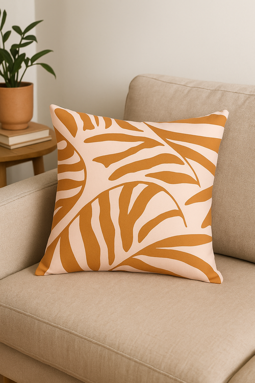 housse de coussin carrée motif géométrique marron élégant et moderne - vue 2 sur 2
