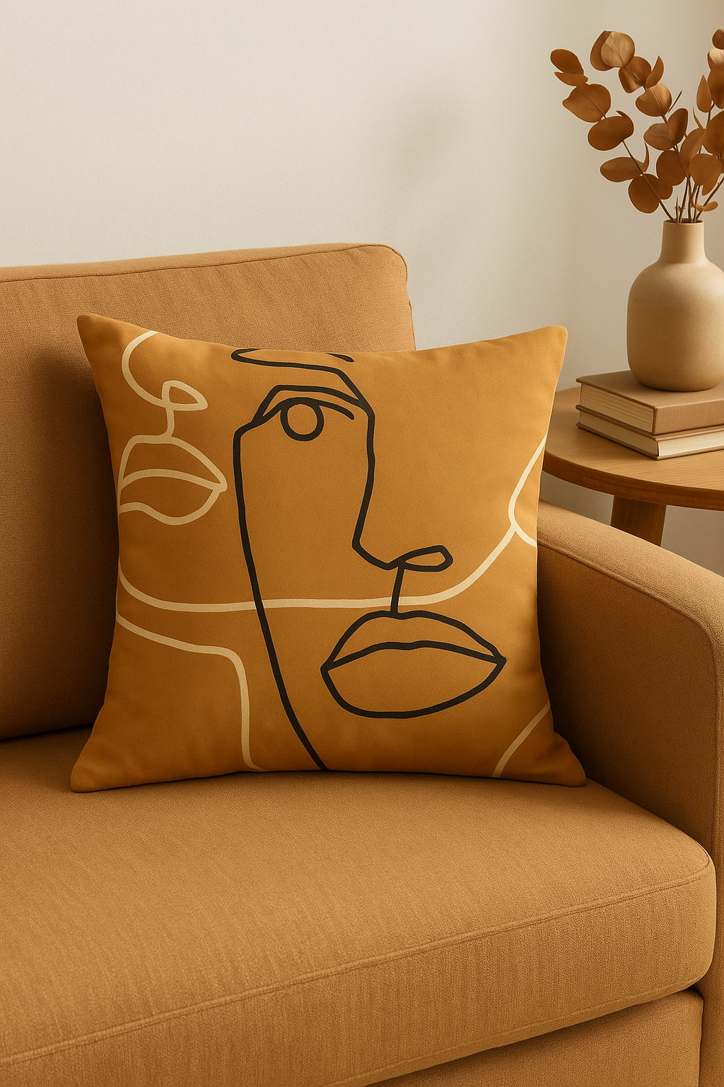 housse de coussin carrée motif géométrique marron élégant et moderne - vue 2 sur 2