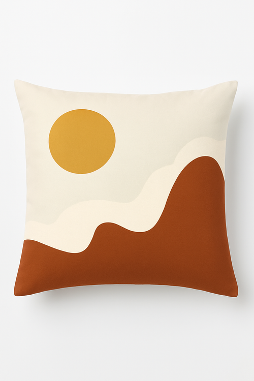 housse de coussin carrée motif géométrique marron élégant et moderne