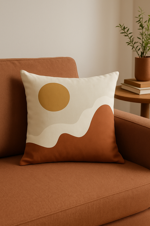 housse de coussin carrée motif géométrique marron élégant et moderne - vue 2 sur 2