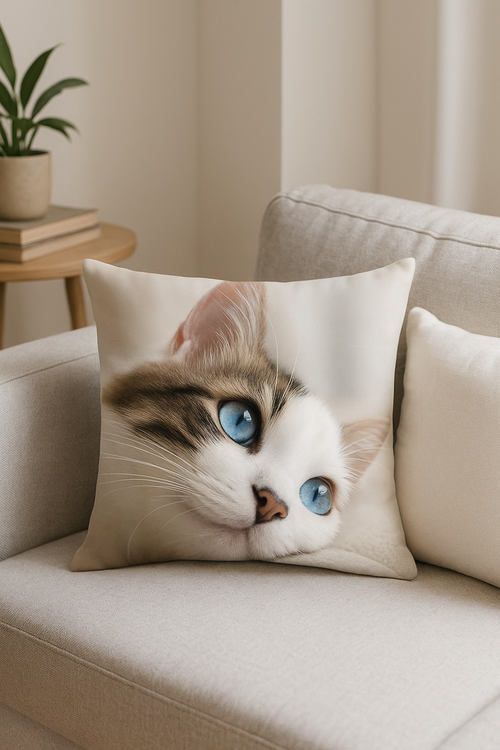 housse de coussin chat mignon pour décoration intérieure - vue 2 sur 2