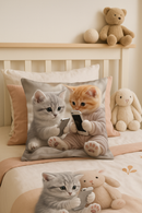 housse de coussin chatons mignons avec smartphones décorative