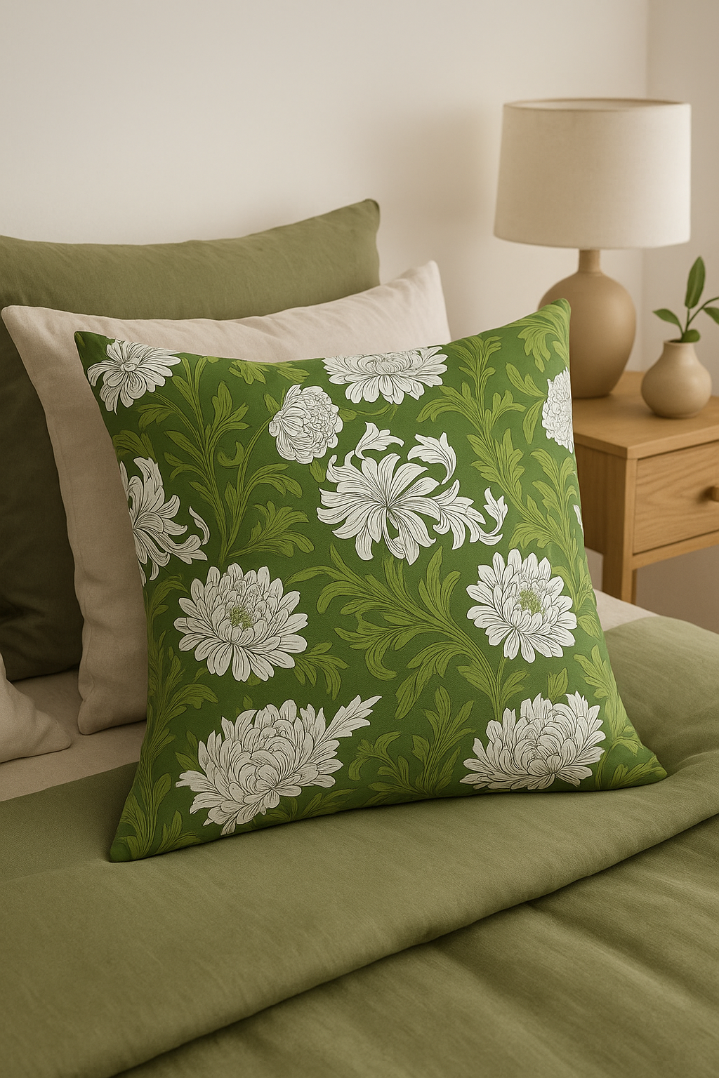 housse de coussin créative à motifs de feuilles vertes - vue 3 sur 3