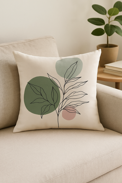 housse de coussin créative à motifs de feuilles vertes - vue 2 sur 2