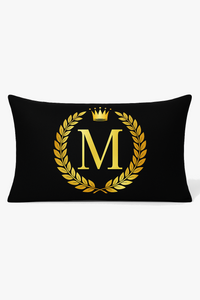 housse de coussin décorative avec motif lettres noires et dorées