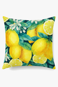 housse de coussin décorative fruits d'été citron orange fraise pastèque