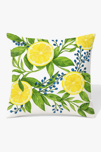 housse de coussin décorative fruits d'été citron orange pastèque fraise