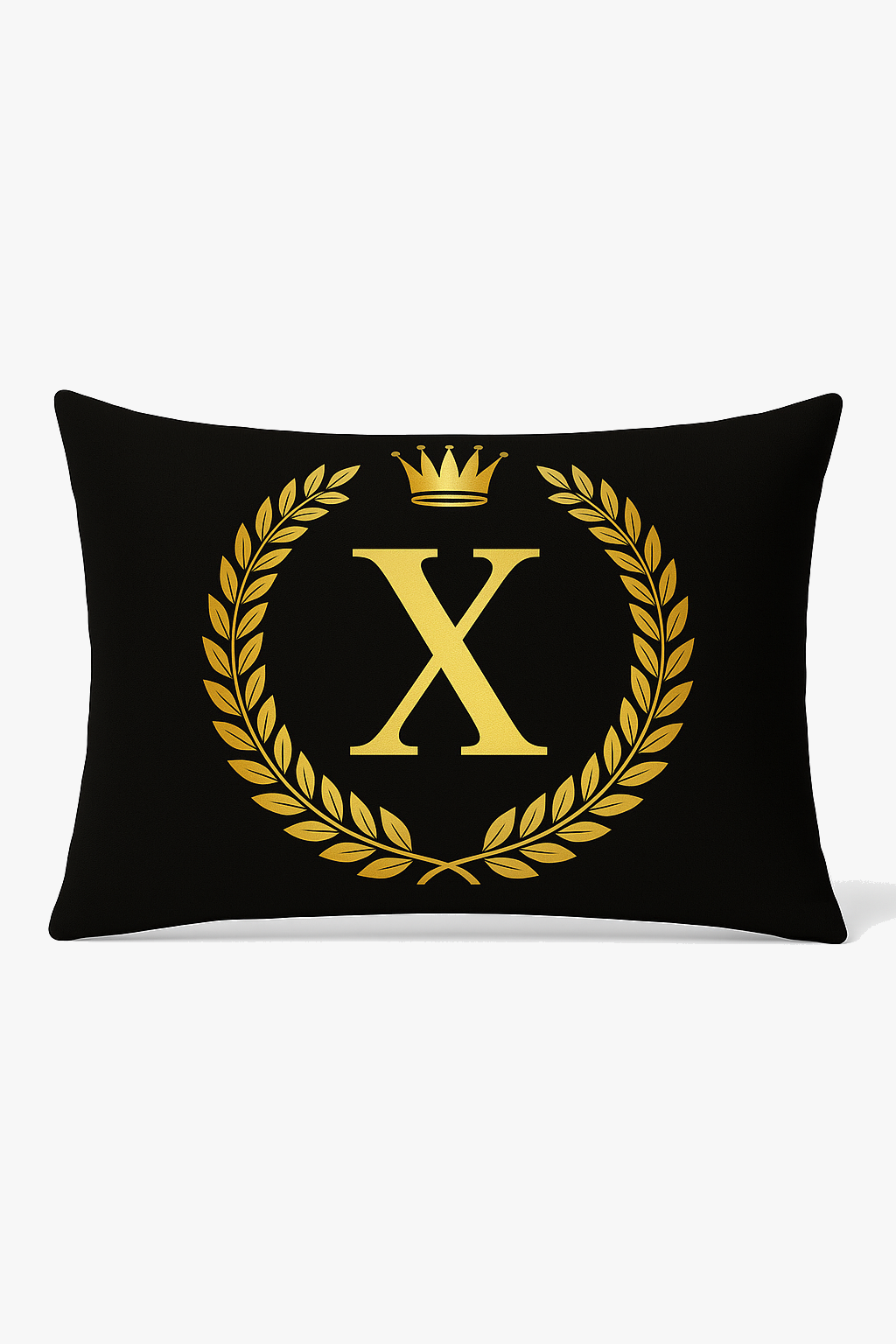 housse de coussin décorative lettres noires et dorées