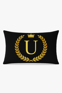 housse de coussin décorative mot lettres noires dorées