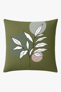 housse de coussin décorative à motif floral vert abstrait