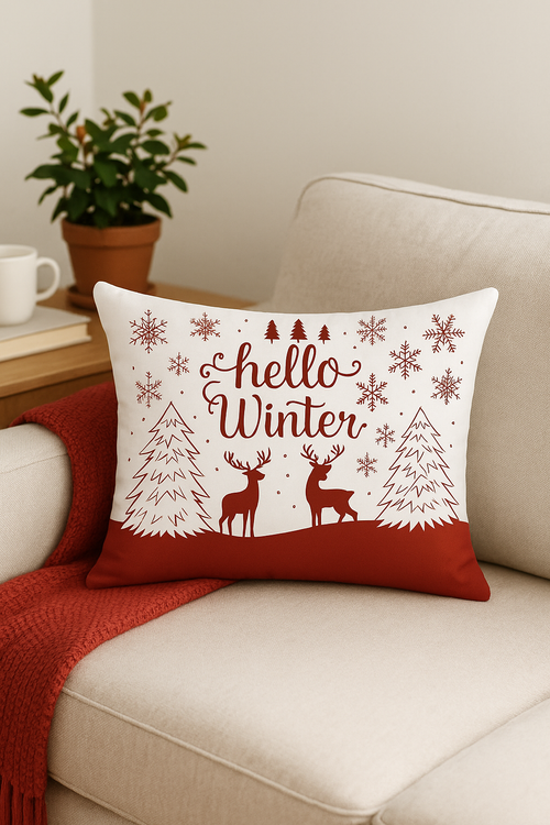 housse de coussin de noël rouge pour décoration intérieure - vue 2 sur 2