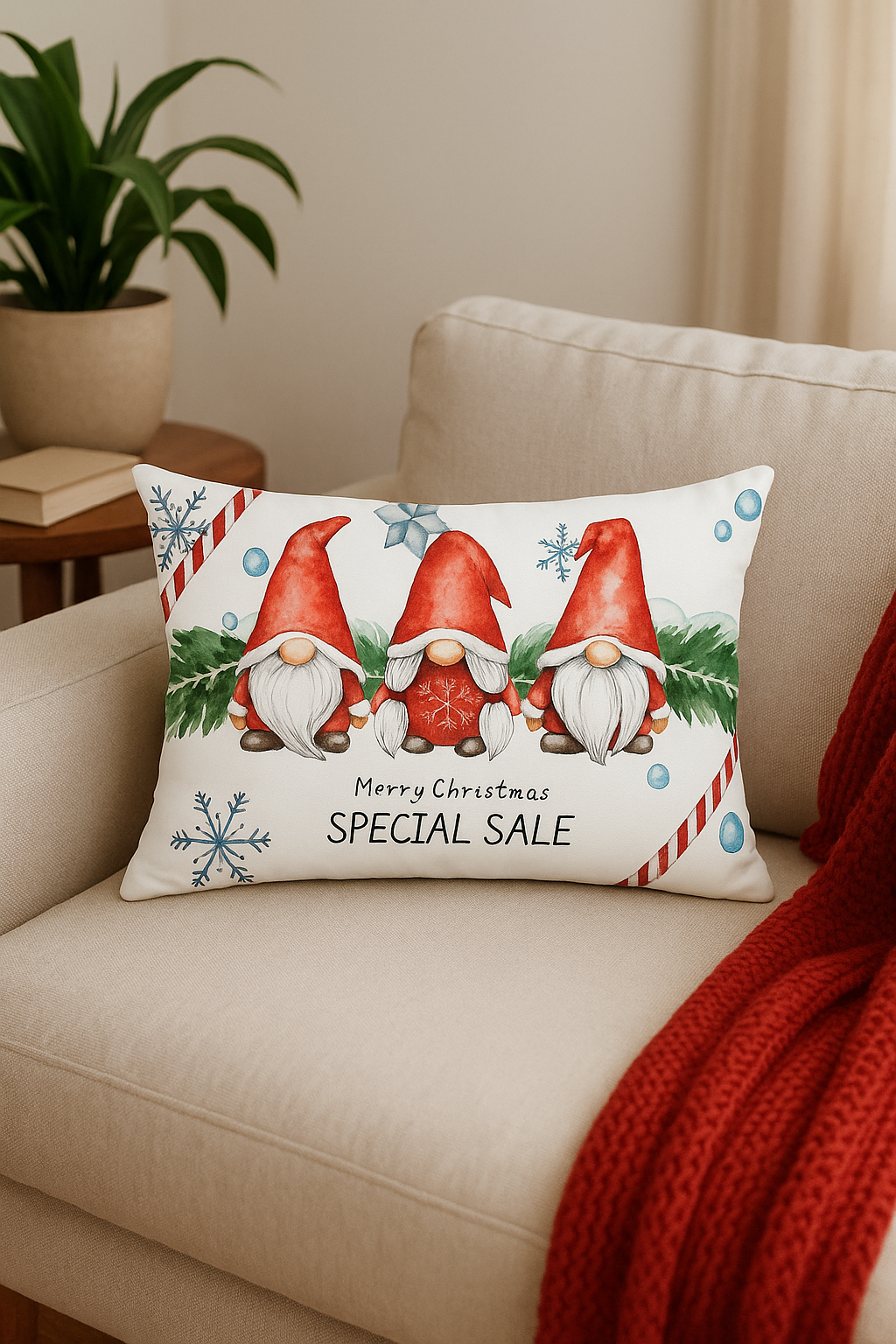 housse de coussin de Noël rouge pour décoration intérieure - vue 2 sur 2