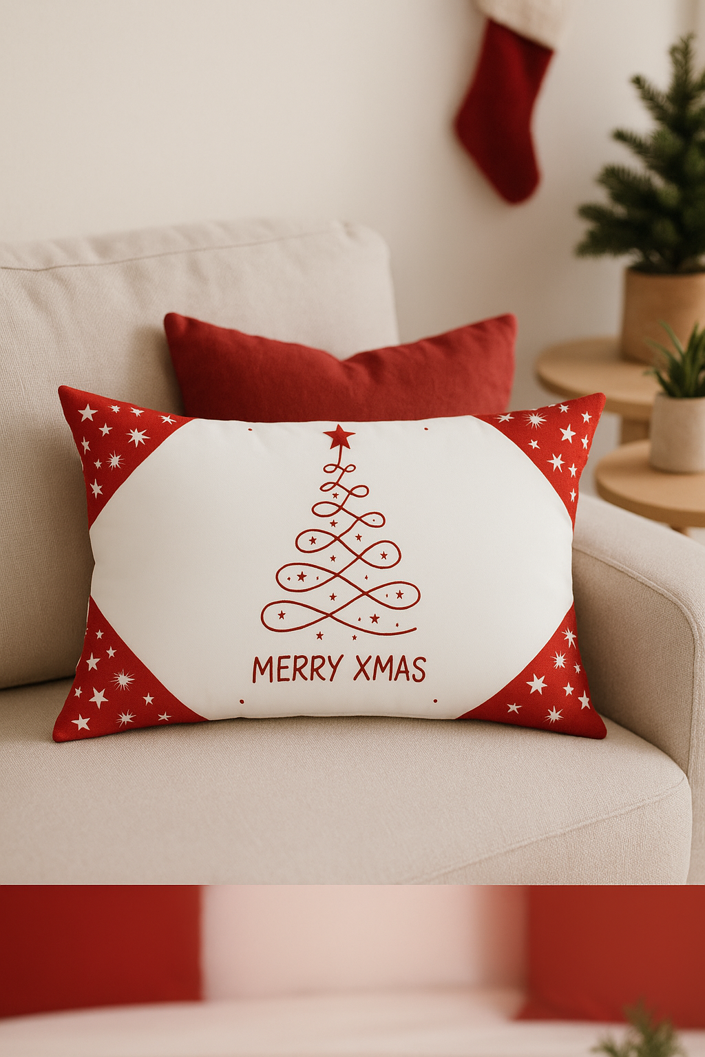 housse de coussin de Noël rouge pour décoration intérieure - vue 2 sur 2