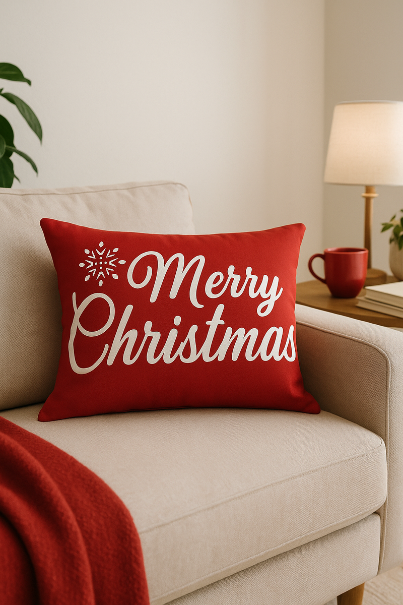 housse de coussin de noël rouge pour décoration intérieure