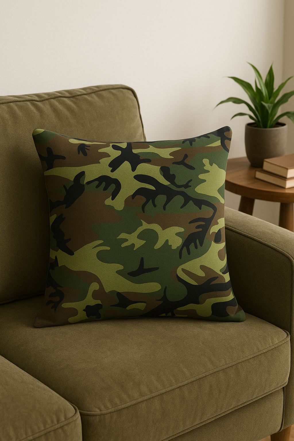housse de coussin décorative à motif camouflage militaire moderne - vue 2 sur 2